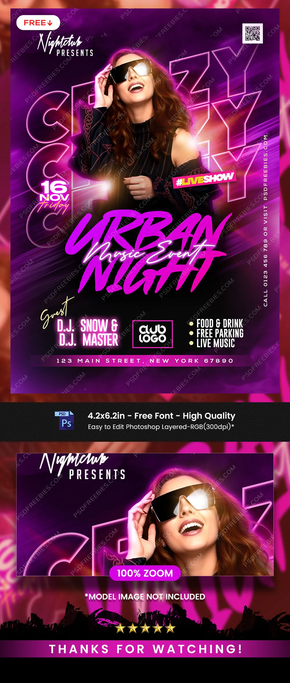 Urban Night Music Event Flyer PSD