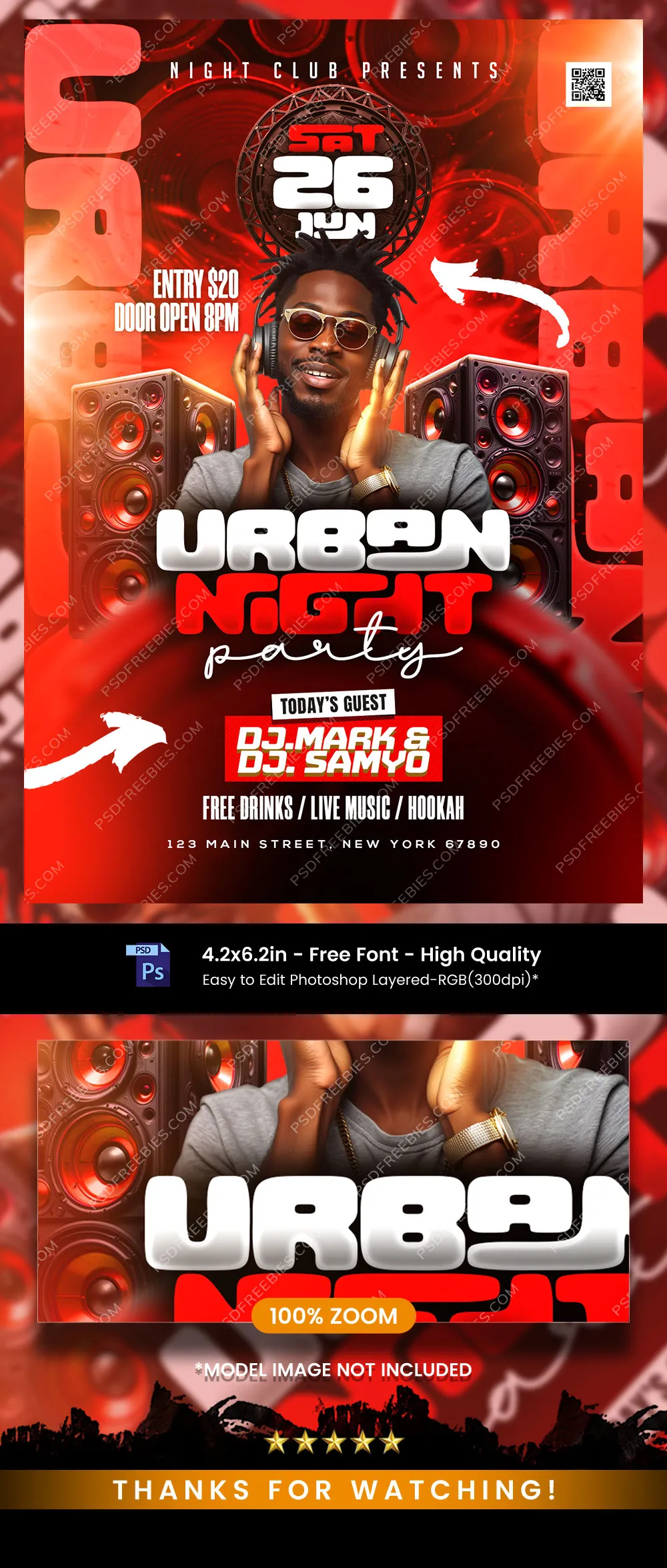 Urban Night Music Party Flyer Design PSD
