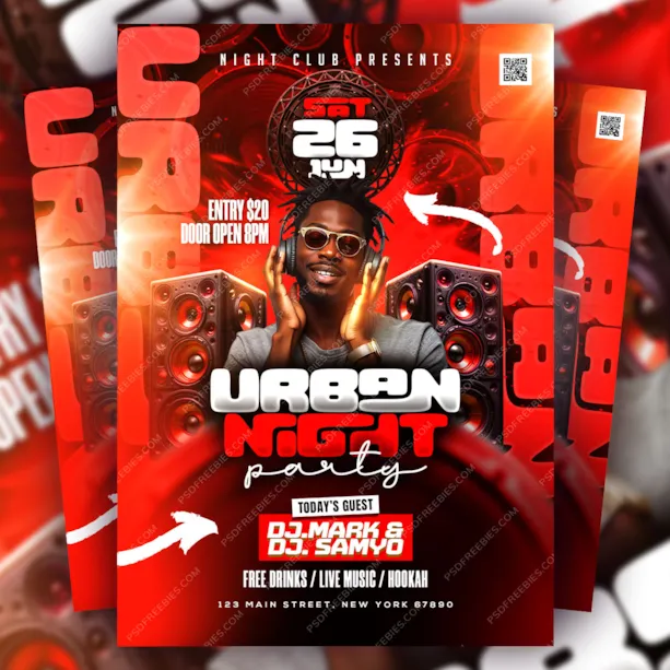 Urban Night Music Party Flyer Design PSD