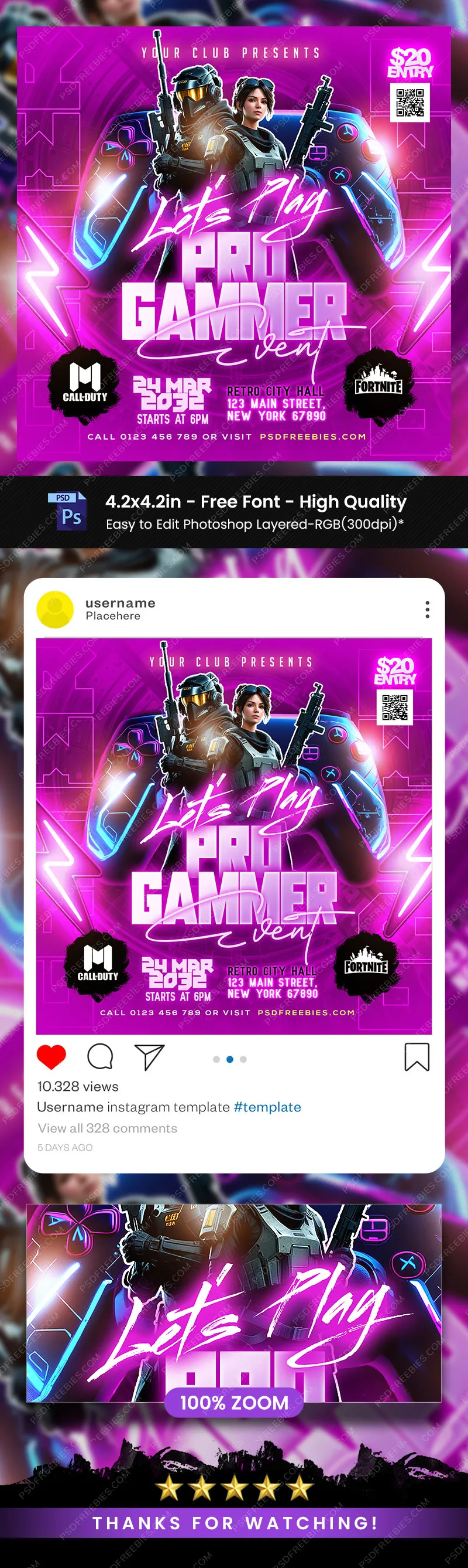 Video Game Event Social Media Post PSD