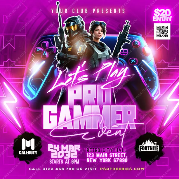 Video Game Event Social Media Post PSD