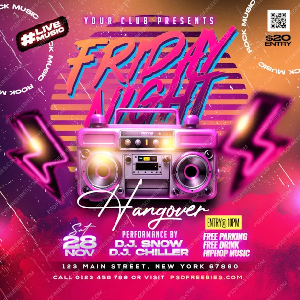 Vintage Friday Party Post PSD Template