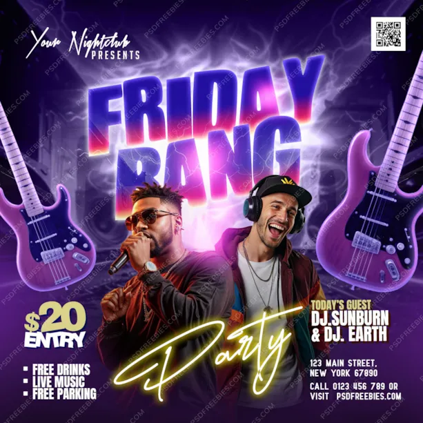 Weekend Bang Club Party Post PSD