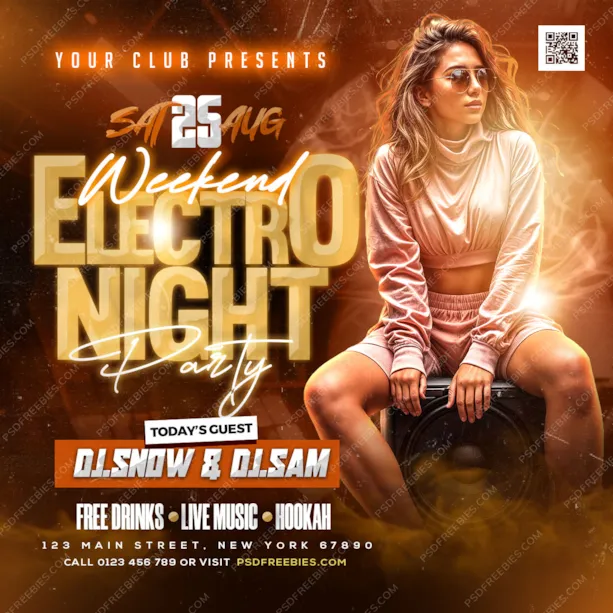 Weekend Electro Night Club Party Post PSD