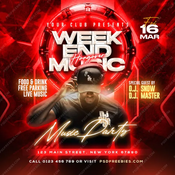 Weekend Hiphop Music Event Instagram Post PSD