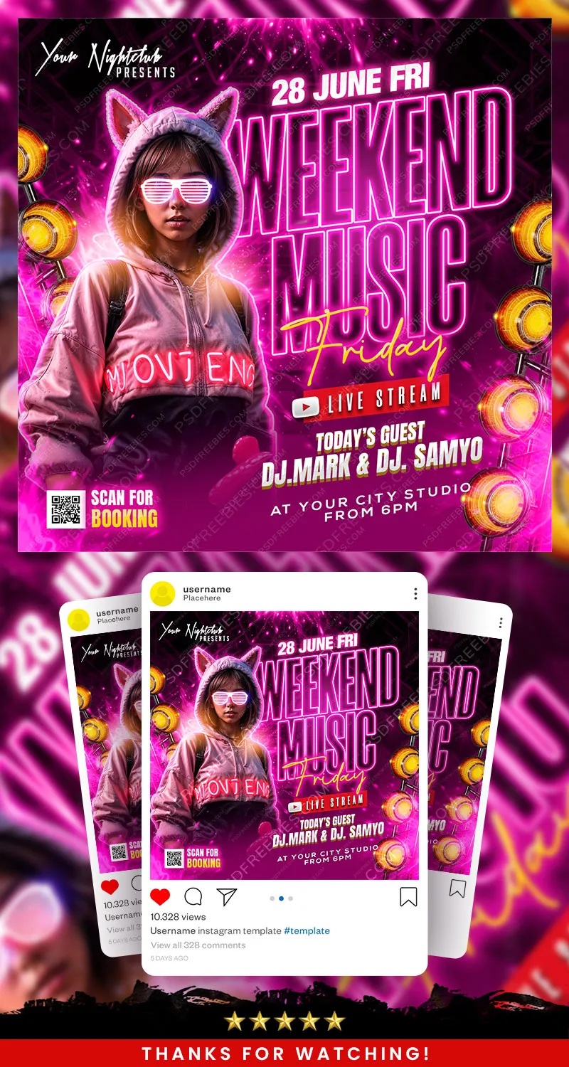 Friday Club Party Post PSD Template