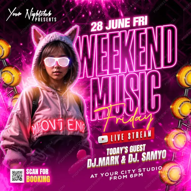 Friday Club Party Post PSD Template