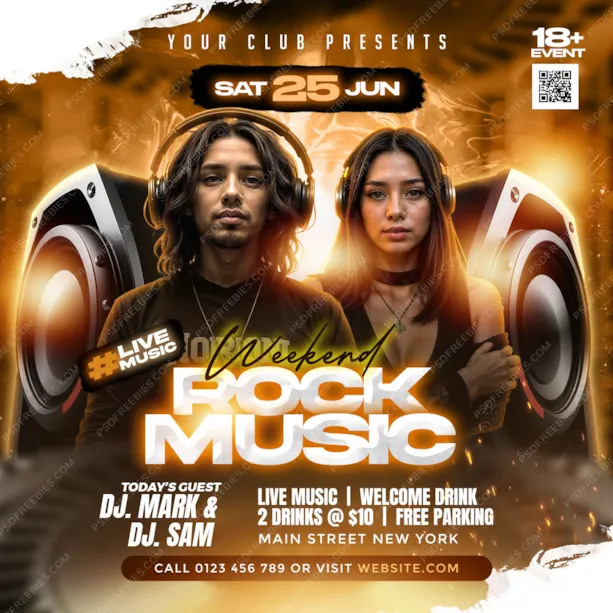 Weekend Rock Music DJ Event Post PSD