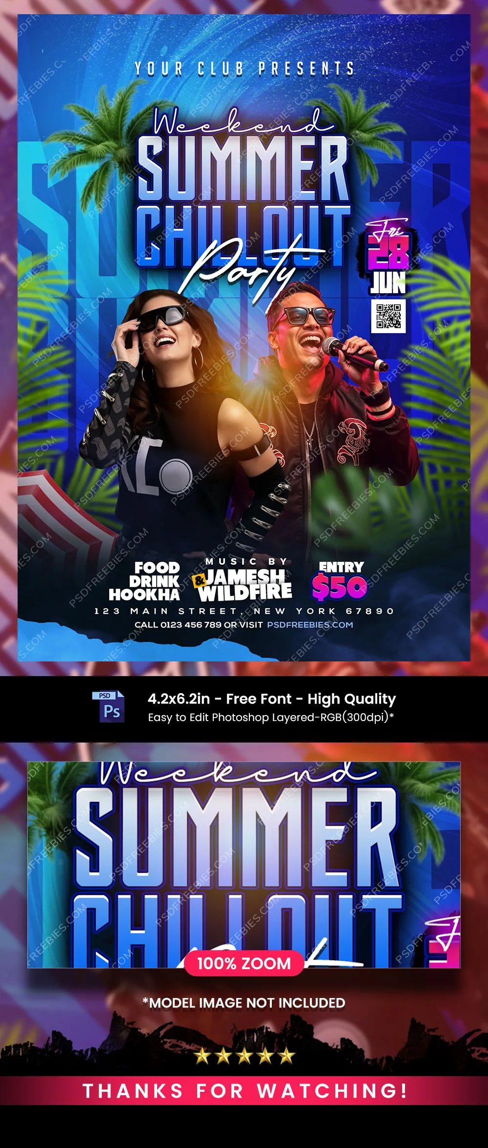 Weekend Summer Chill Out Party Flyer PSD