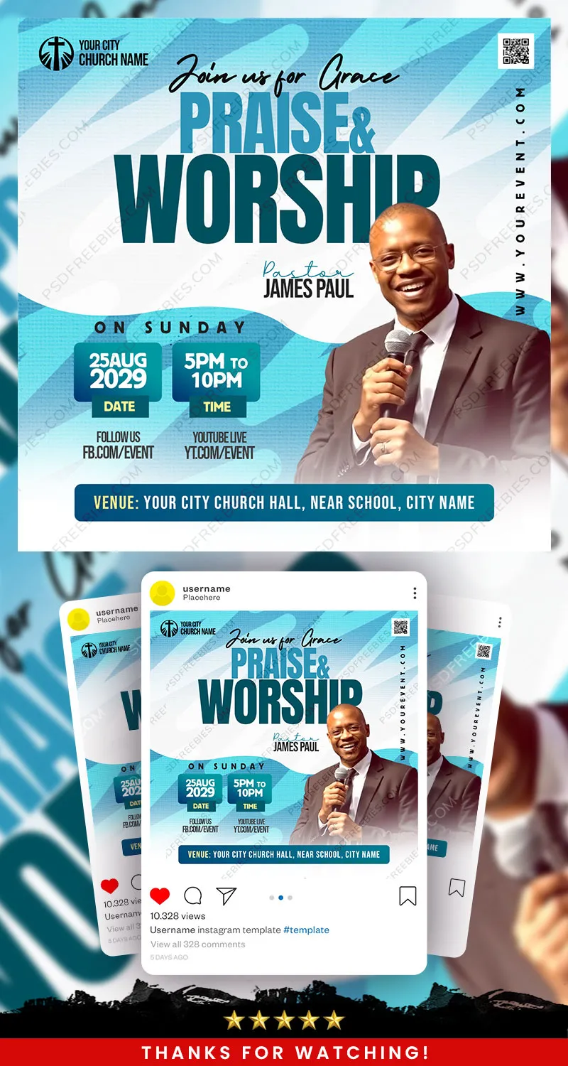Church Prayer Invitation Social Media Post PSD