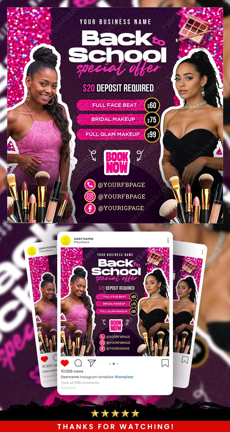 Editable Back to School Salon Booking Post PSD