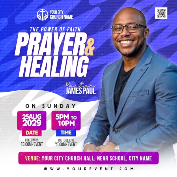 Editable Church Service Invitation Social Media Post PSD