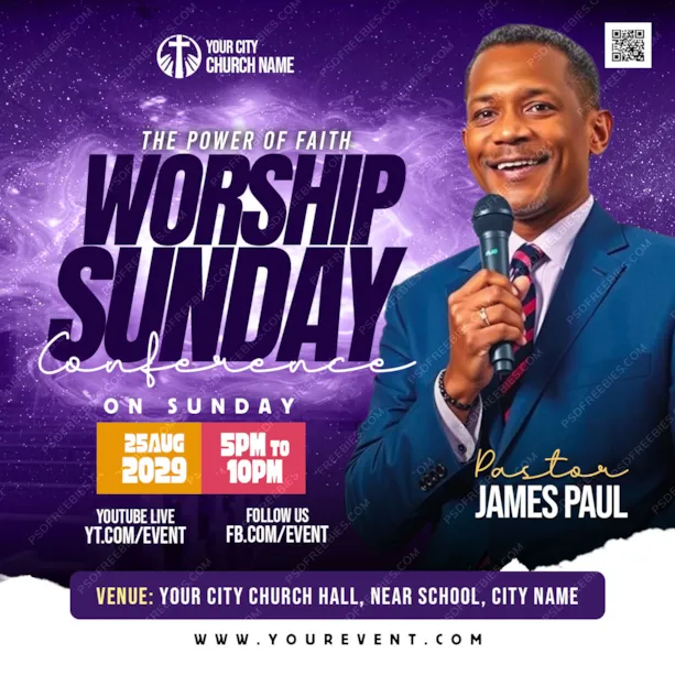 Editable Sunday Church Conference Post PSD Template