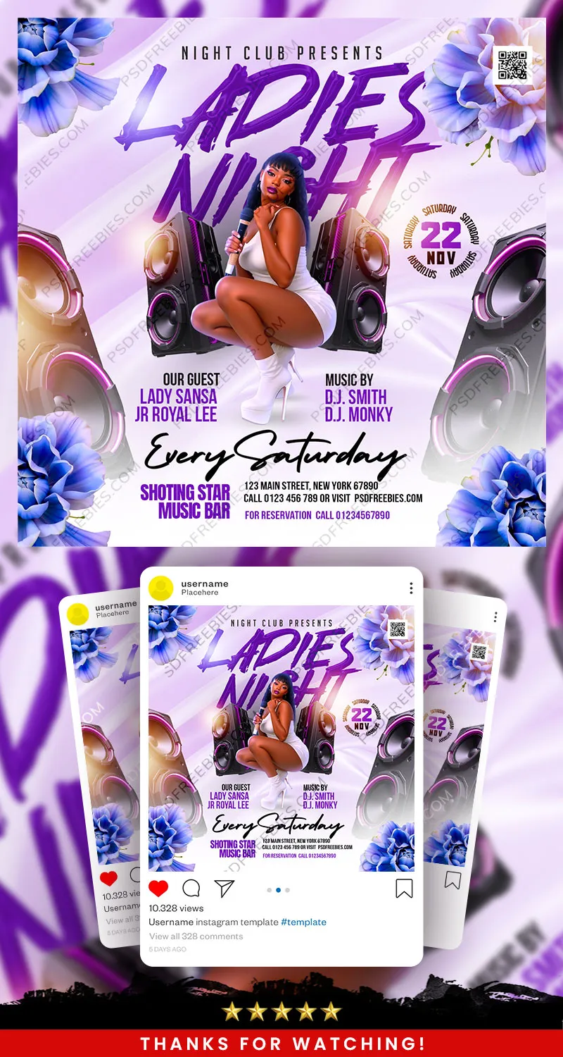 Editable Weekend Ladies Night Party Post PSD