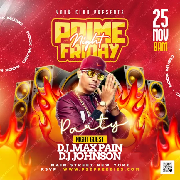Friday Night Club DJ Music Party Post PSD