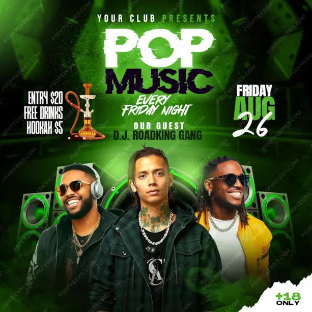 Friday Pop Music Party Social Media Post PSD