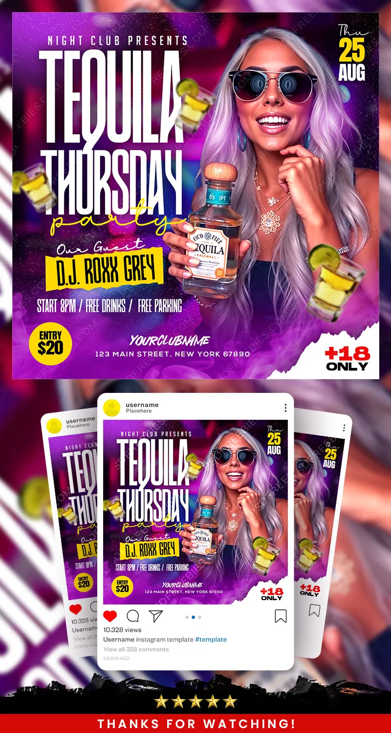 Tequila Thursday Night Club Promotion Post PSD