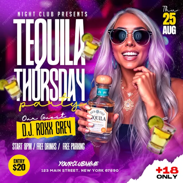Tequila Thursday Night Club Promotion Post PSD