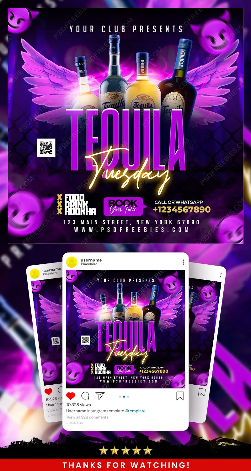 Tequila Tuesday Night Club Promo Post PSD