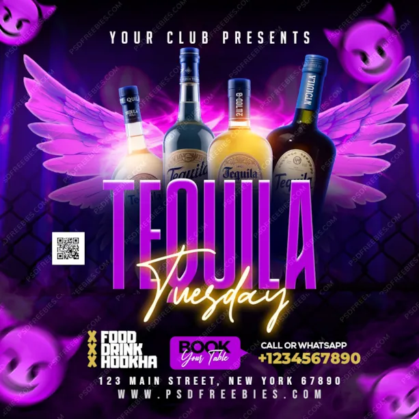Tequila Tuesday Night Club Promo Post PSD