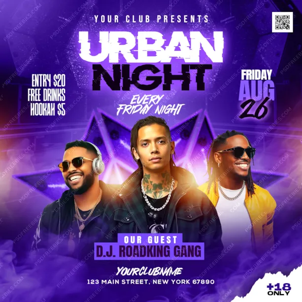 Urban Night DJ Music Event Post PSD