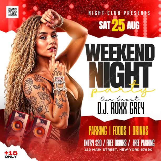 Weekend Night Club DJ Party Post Design PSD