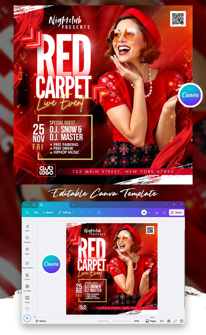 Red Carpet Event Party Social Media Flyer Canva
