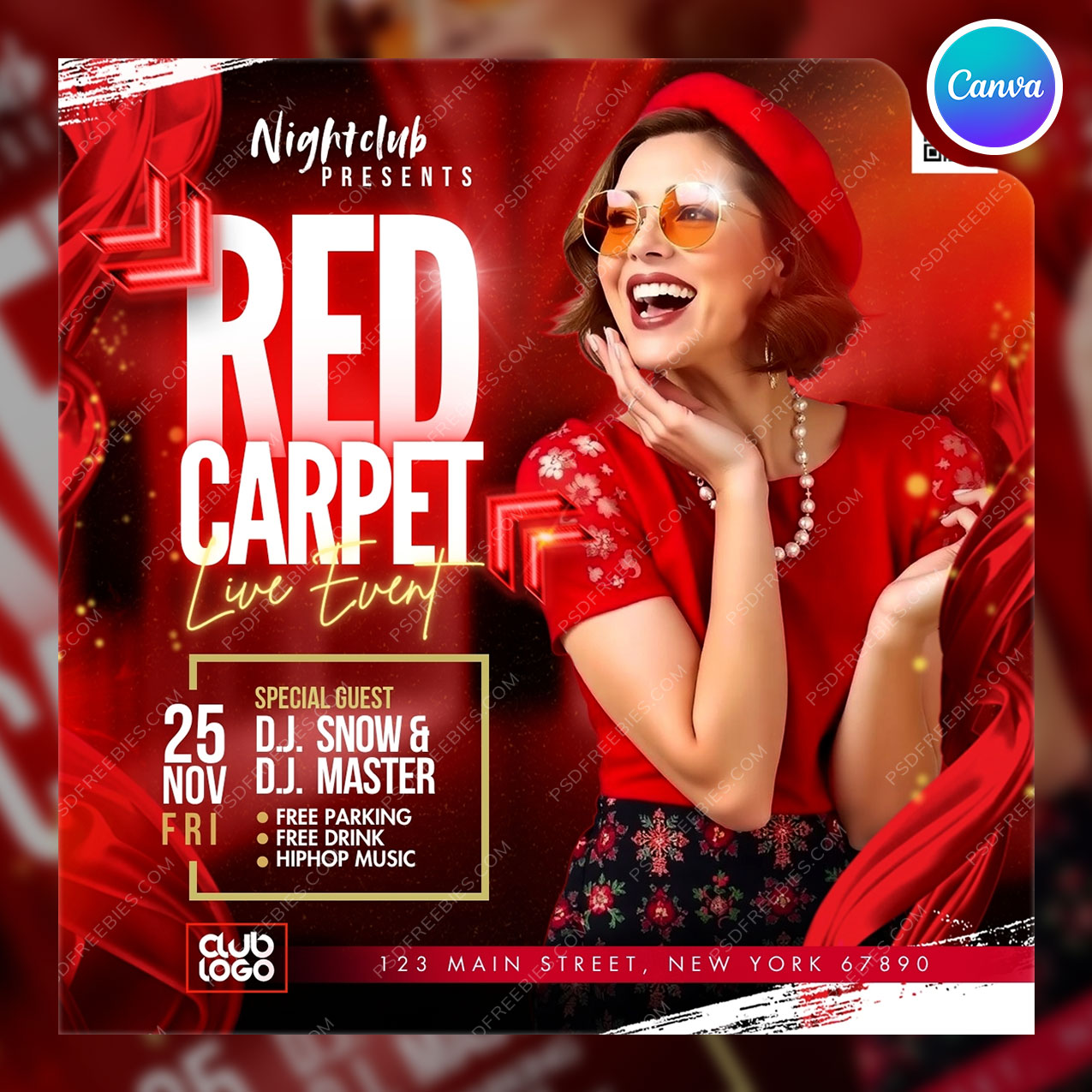 Red Carpet Event Party Social Media Flyer Canva