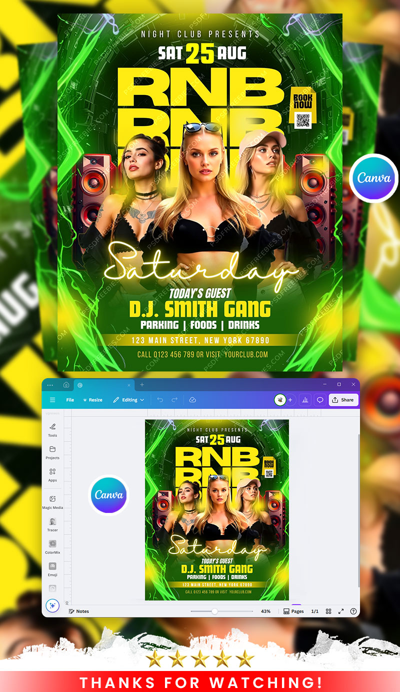 RNB Weekend Club Flyer Canva Template