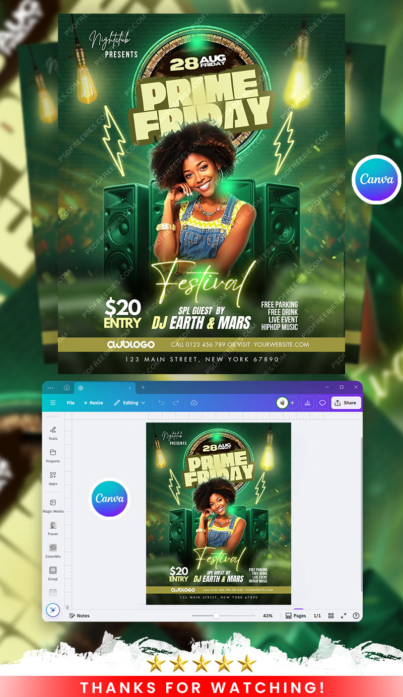 Prime Friday Night Club Party Flyer Design Canva