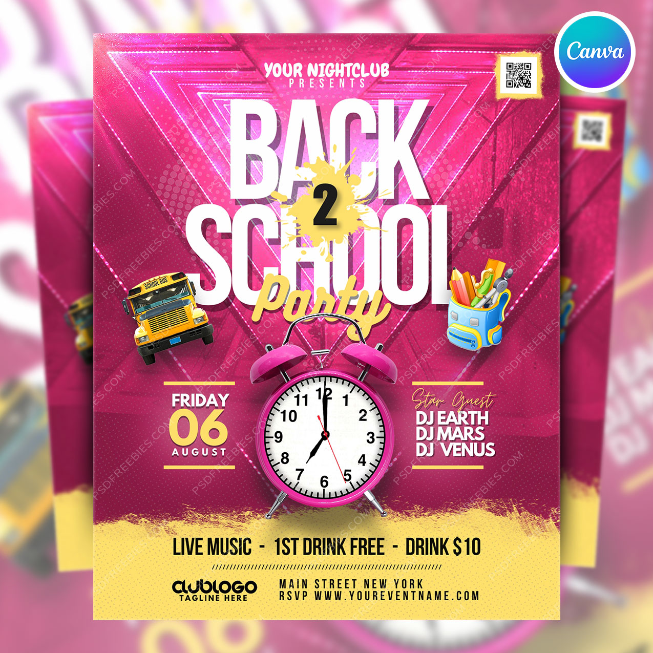 Back to School Party Flyer Canva Template
