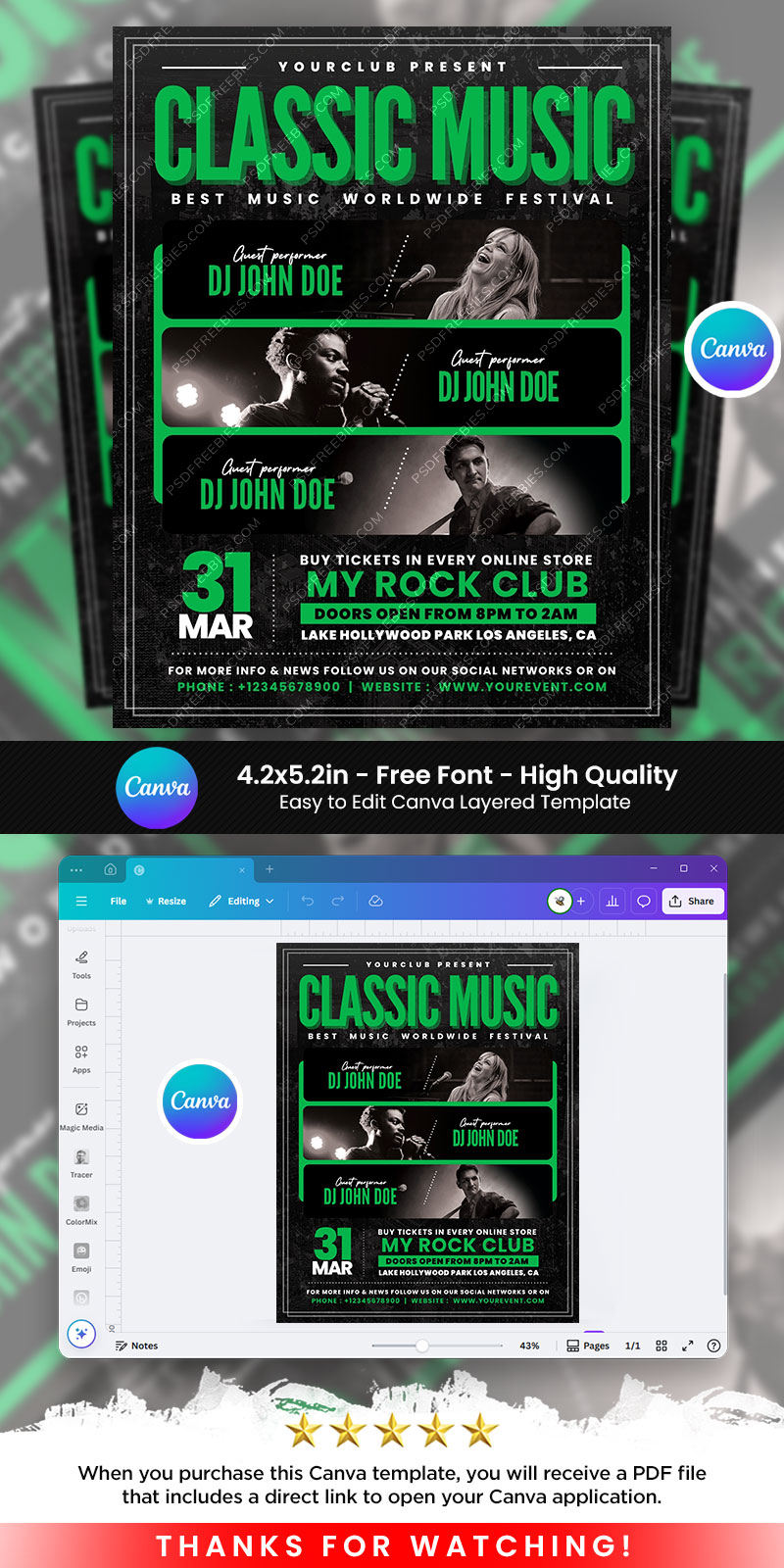 Indie Rock Music Festival Flyer Canva