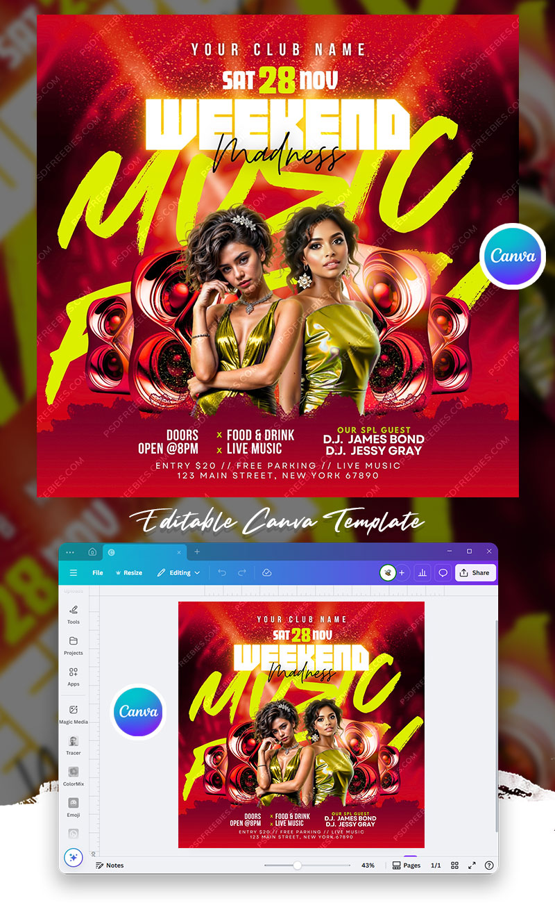 Weekend Night Club Party Flyer Canva