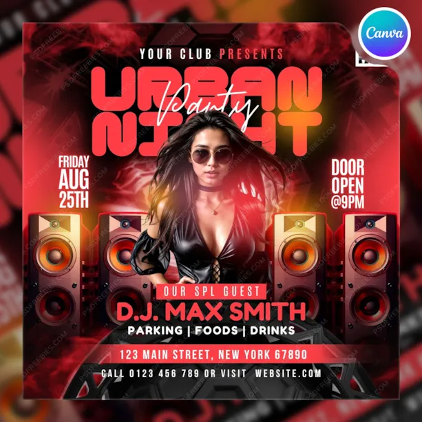 Editable Urban Night Music Party Post Canva