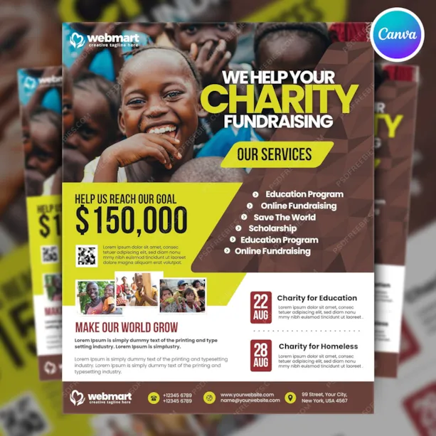 NGO Charity Fundraisers Flyer Canva Template