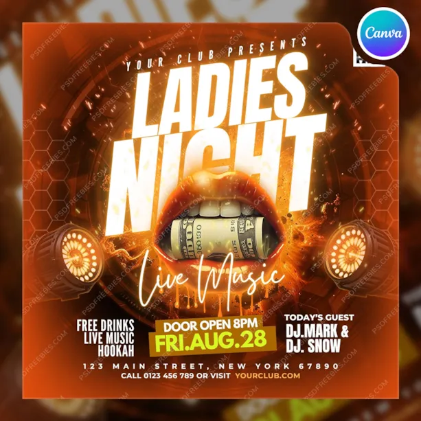 Ladies Night Club Social Media Post Canva Template
