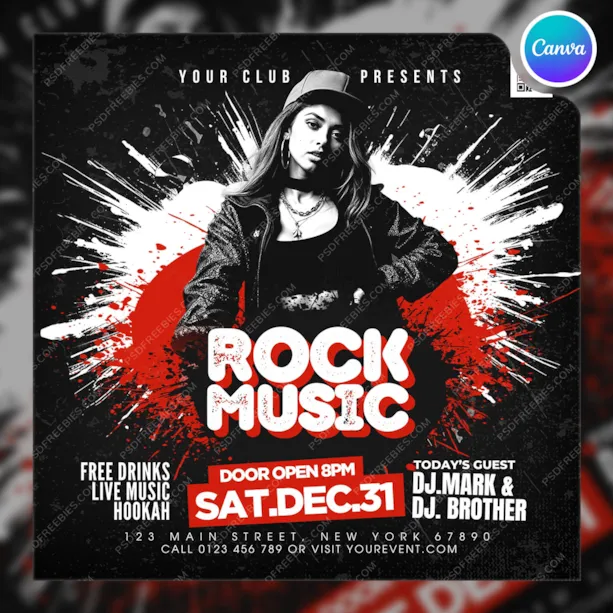 You Rocked This Event Rock n Roll Music Event Social Media Flyer Canva | PSDFreebies.com