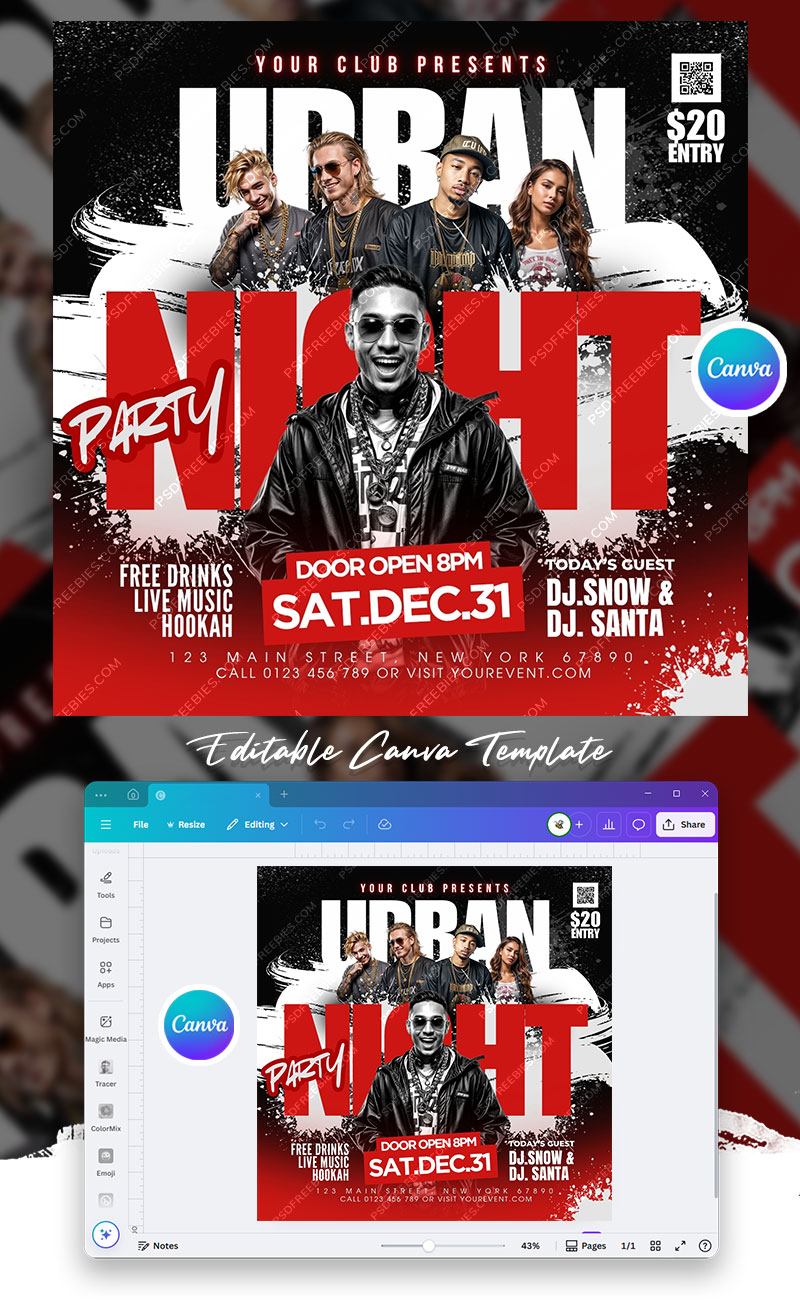 Mega DJ Music Event Social Media Flyer Canva
