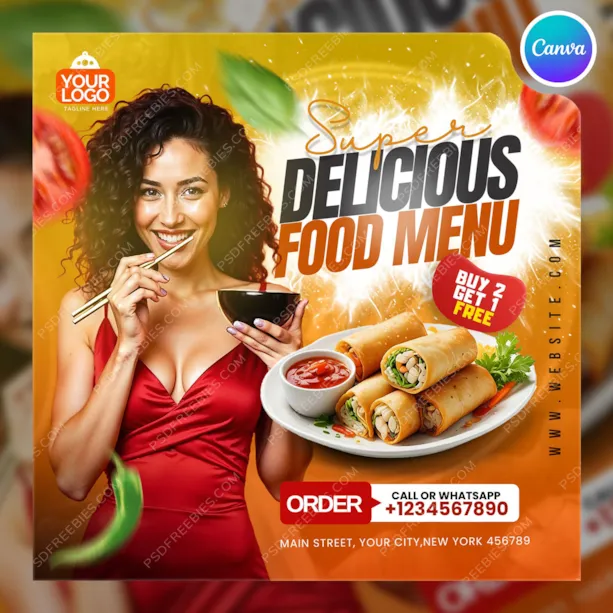 Food and Restaurant Social Media Post Canva Template