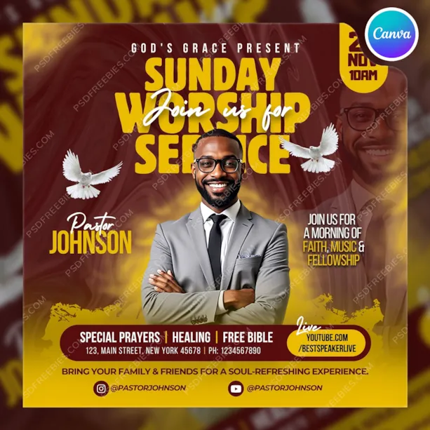 Sunday Church Worship Post Canva Template