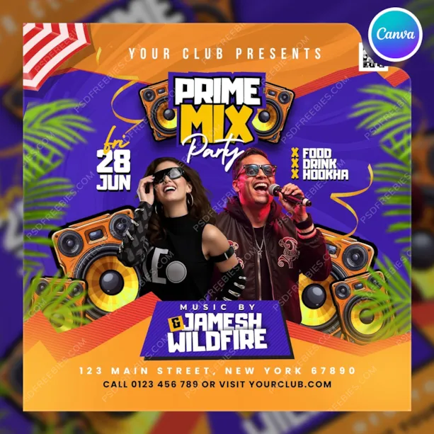 Summer Music Party Post Canva Template