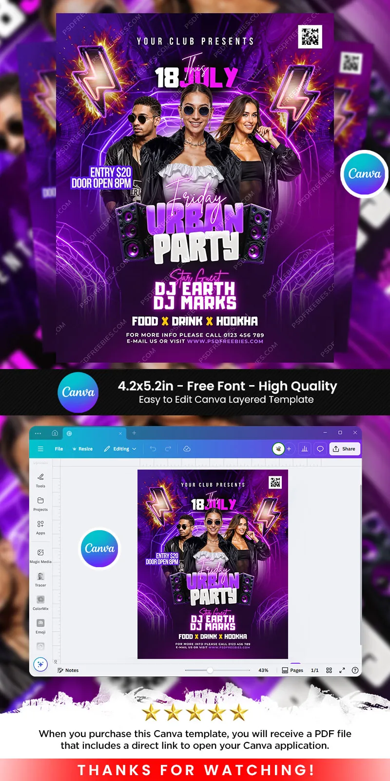 Friday Urban Night Party Flyer Design Canva