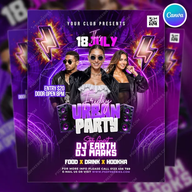 Friday Urban Night Party Flyer Design Canva