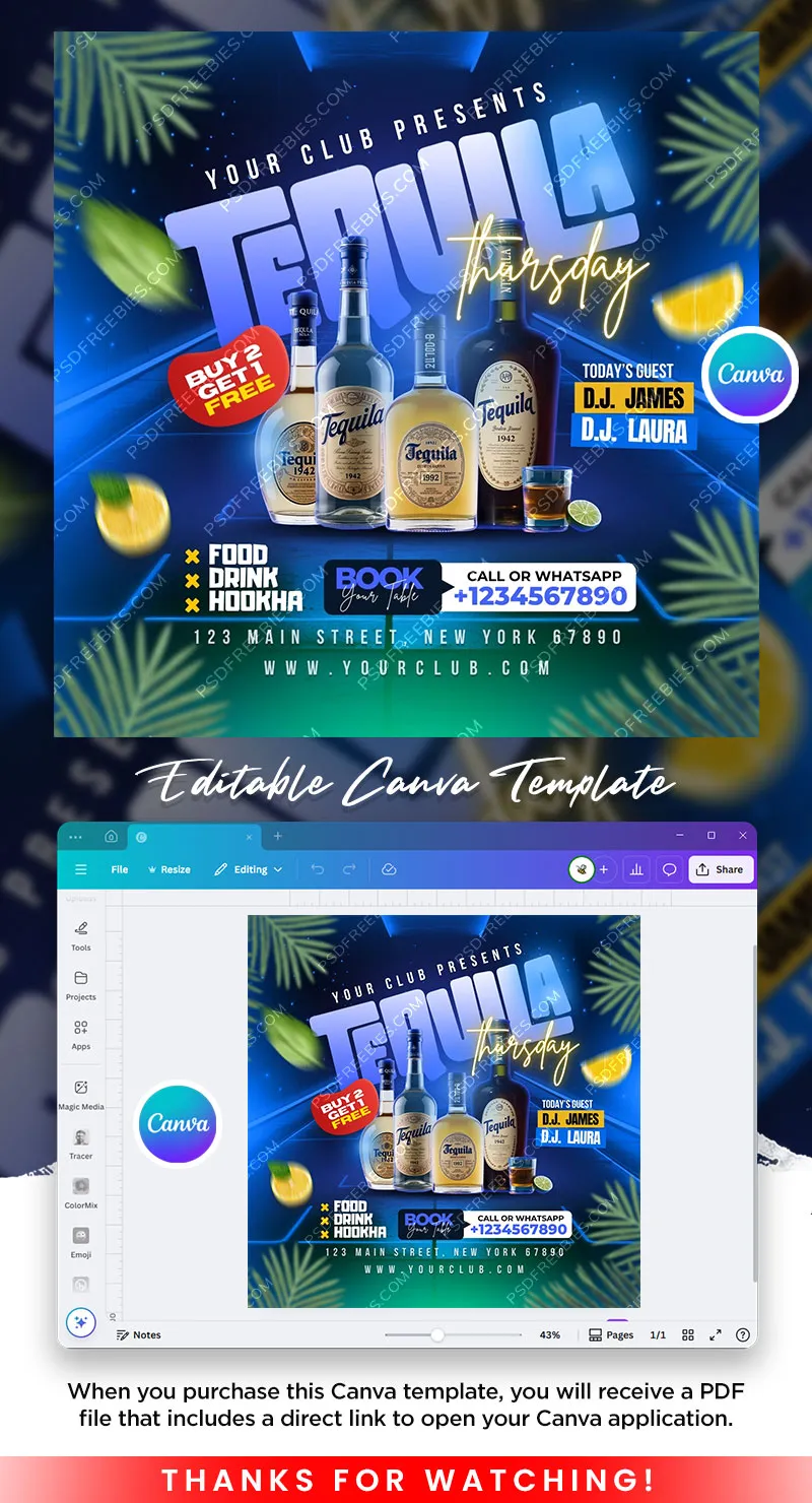 Tequila Thursday social Media Post Canva Template