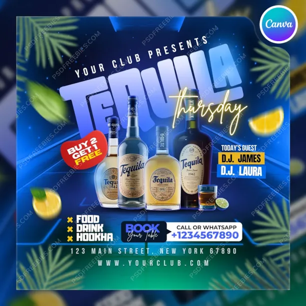 Tequila Thursday social Media Post Canva Template