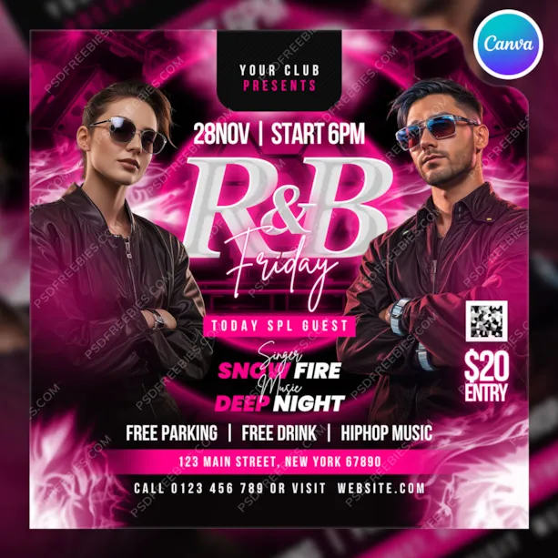 Editable RnB Nightclub Party Post Canva