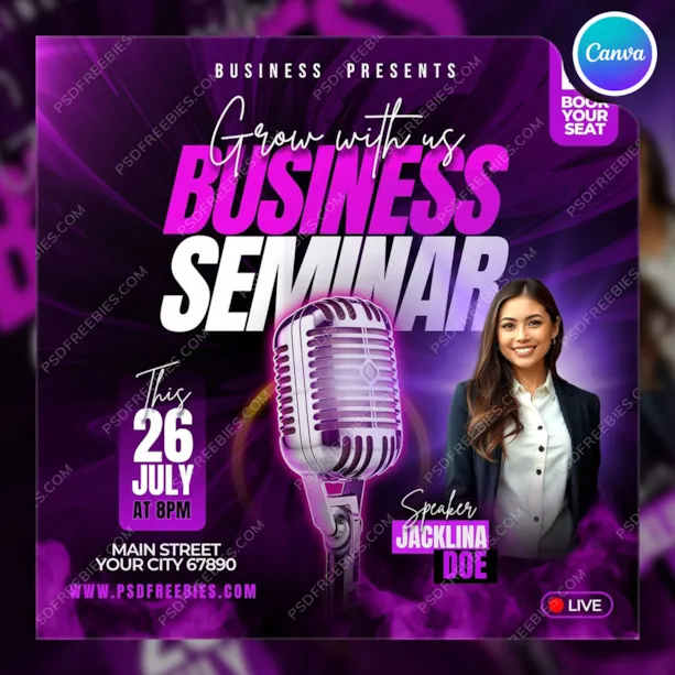 Business Seminar Announcement Post Canva Template