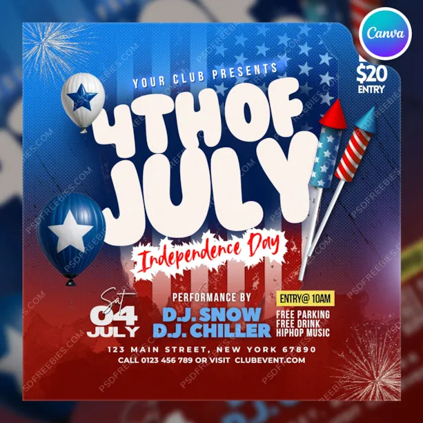 4th of July Independence Day Event Canva Template