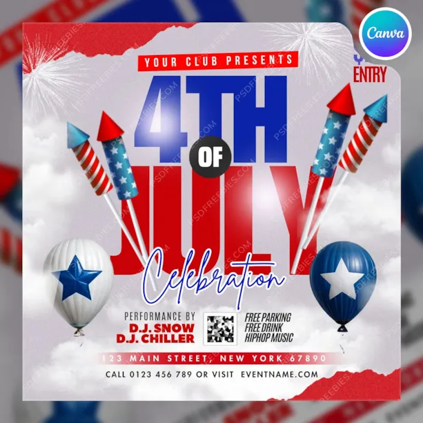 4th of July Independence Day Celebration Post Canva