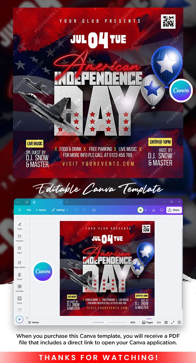 USA 4th of July Independence Day Social Media Post Canva